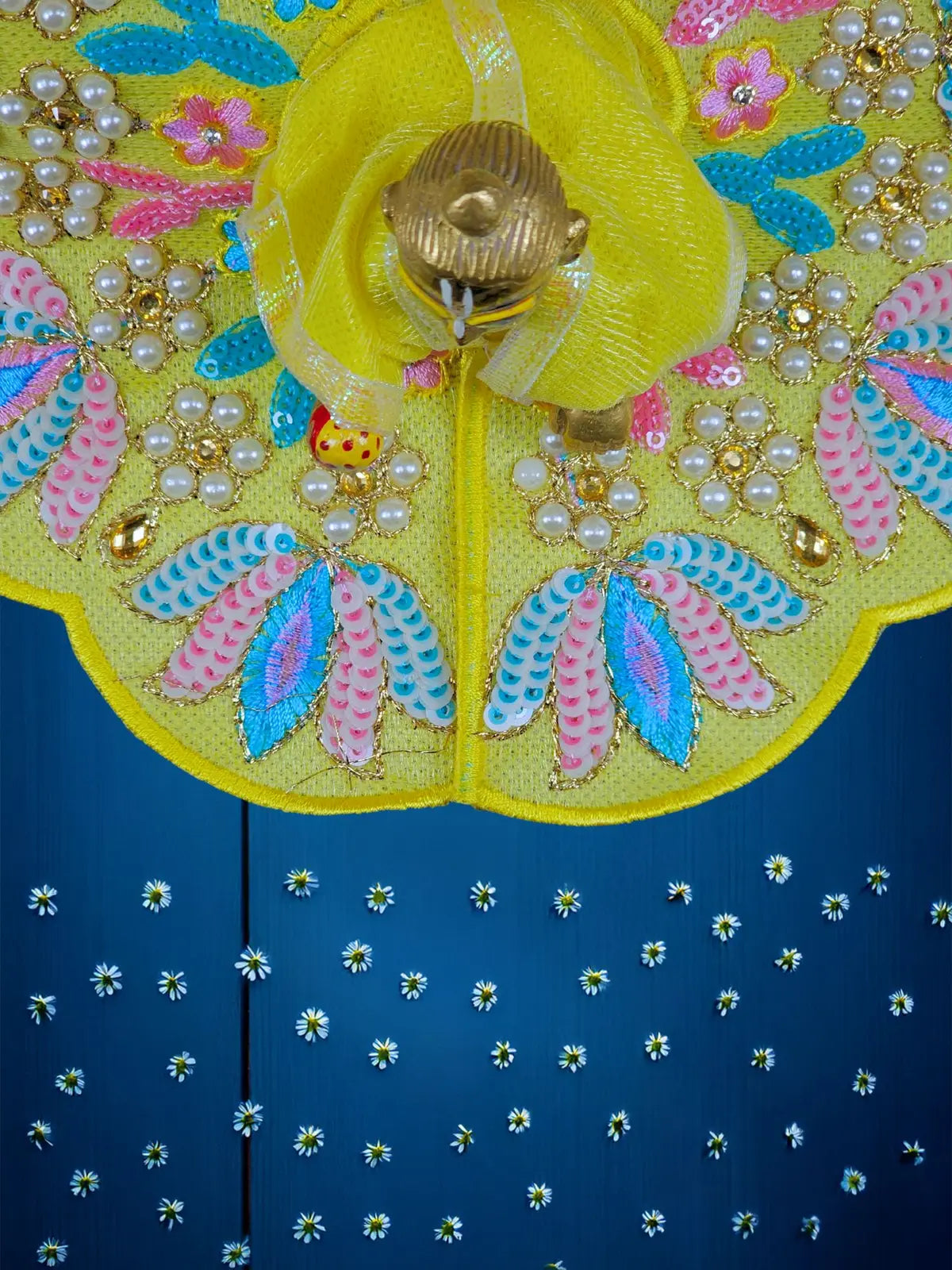 sunlit yellow dresses laddu gopal thakurji kanha ji bal om poshak mathura online best Janmashtami