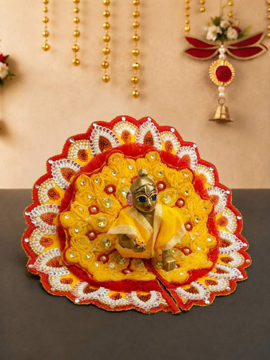 yugmika fancy yr Laddu Gopal Dresses Online in India Winter Dress for Poshak Thakurji Kanha Ji Accessories Dhoti Kurta Set Pajama Aasan Janmashtami Special Summer Shringar Fancy Jacket Premium Festival Bistar Combo om poshak kanha thakurji bal lala lalla ladoo