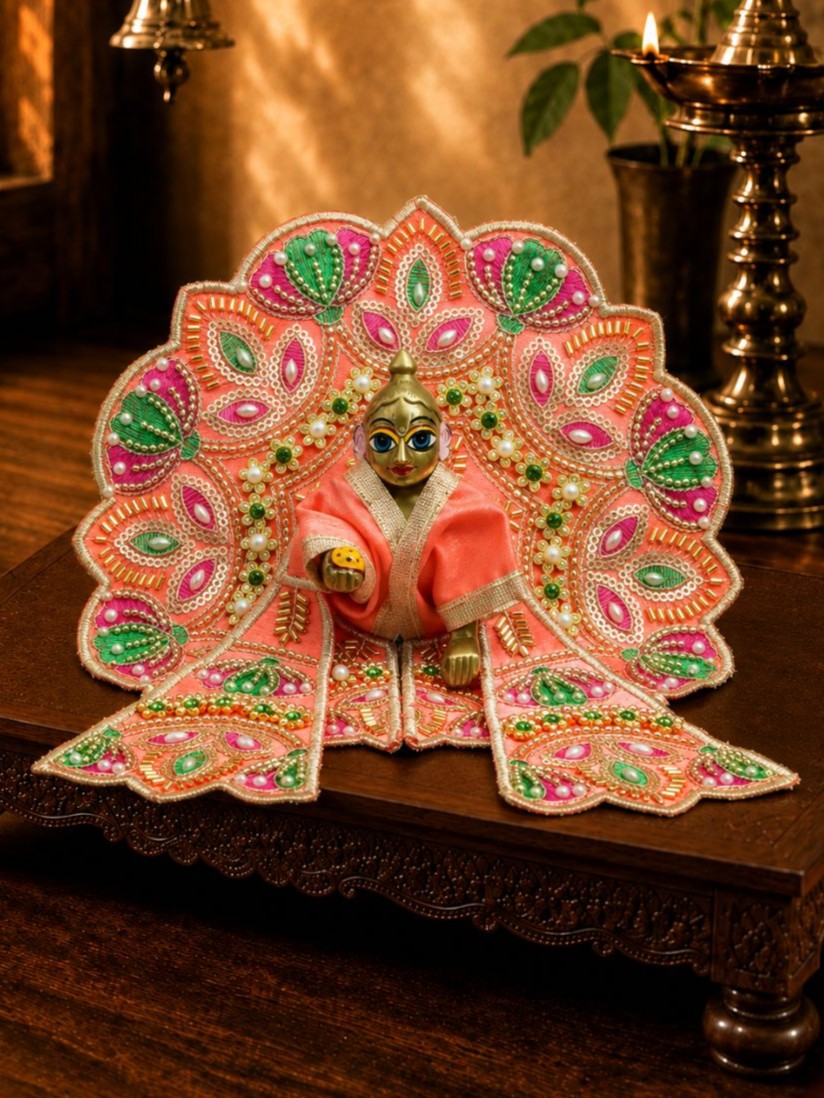 Kusumvalli Peach Fancy Poshak with Patka For Thakurji — product image 1