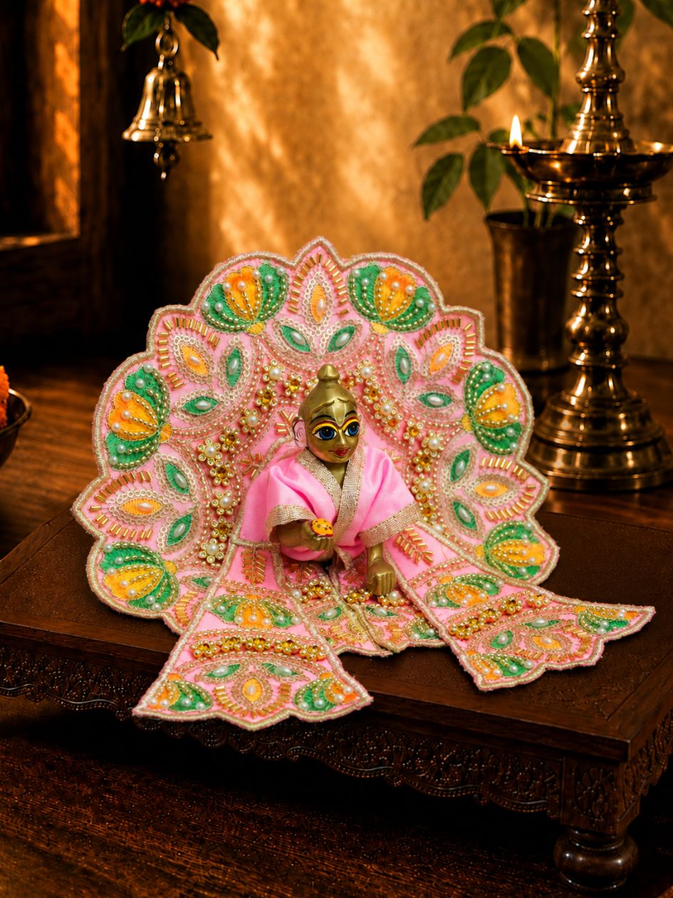 Kusumvalli Pink Fancy Poshak with Patka For Thakurji — product image 3