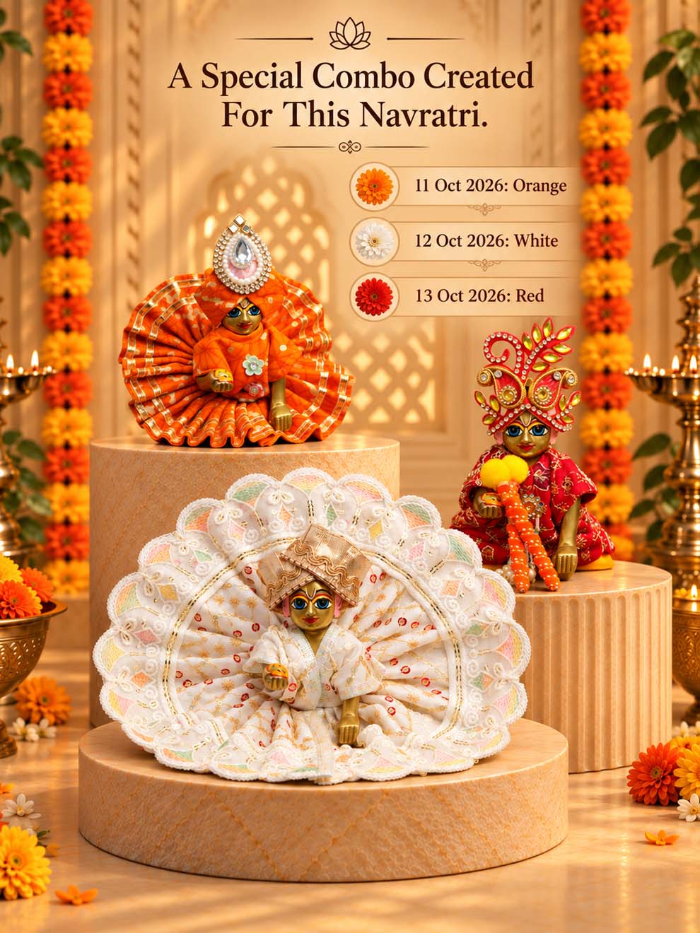 9 dress navratri best Mathura wholesale manufacturer Laddu Gopal Dresses Online in India Winter Dress for Poshak Thakurji Kanha Ji Accessories Dhoti Kurta Set Pajama Aasan Janmashtami Special Summer Shringar Fancy Jacket Premium Festival Bistar Combo om poshak kanha thakurji bal lala lalla ladoo