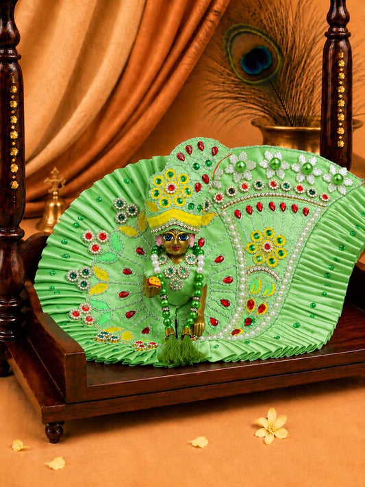 Chhayika Green Fancy 4 Pc Poshak for Laddu Gopal Ji
