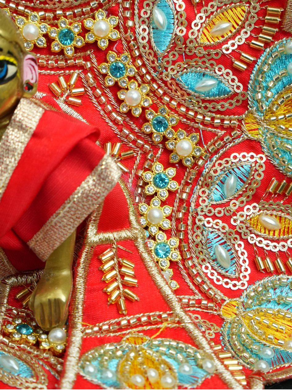 Kusumvalli Red Fancy Poshak with Patka For Thakurji — product image 4