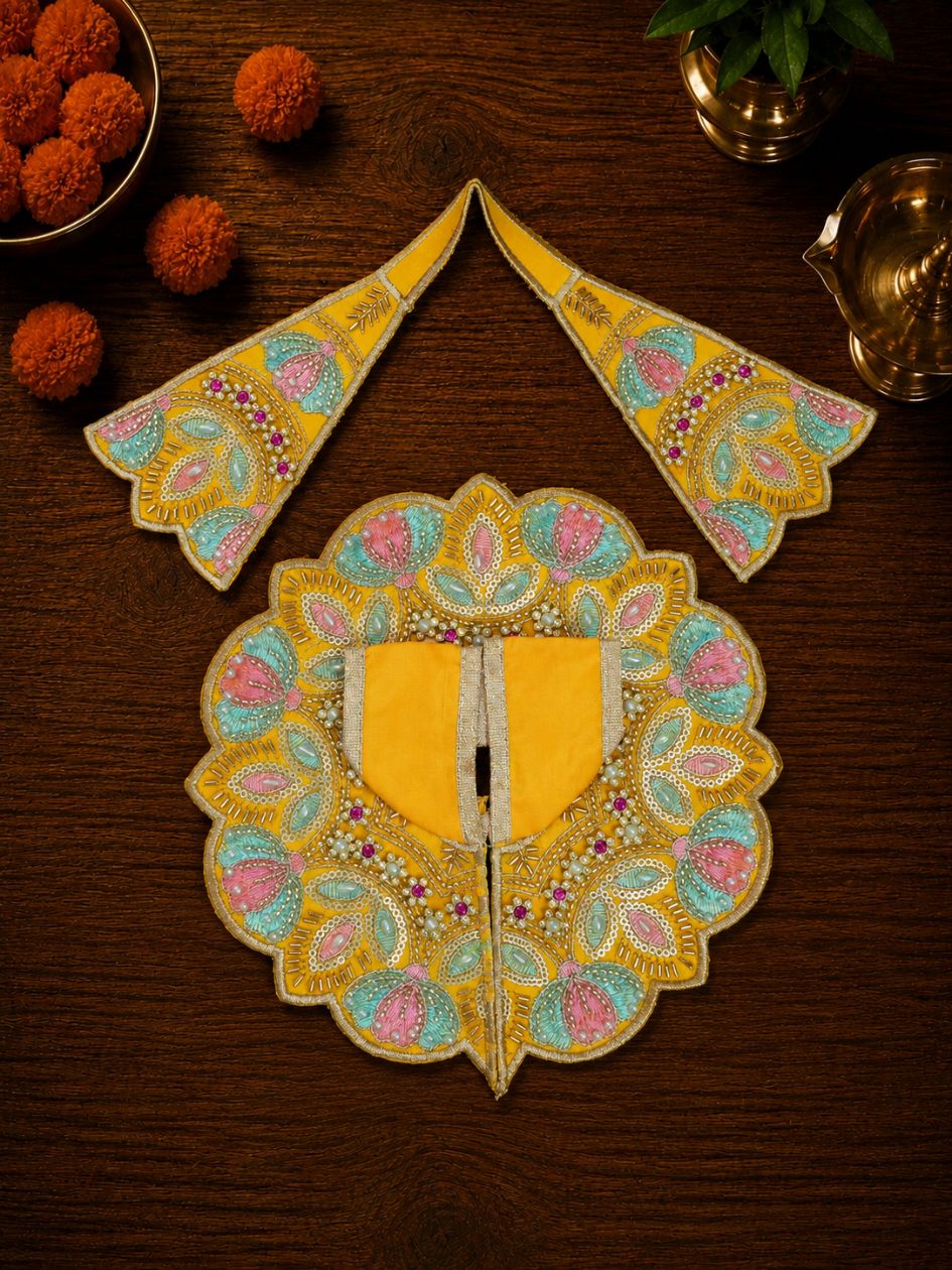 Kusumvalli Yellow Fancy Poshak with Patka For Thakurji — product image 5
