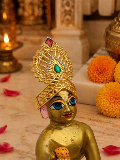 Rajarchit Metallic Mukut for Laddu Gopal Ji