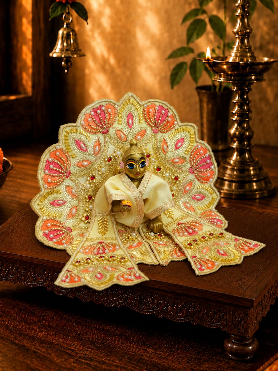 Kusumvalli Beige Fancy Poshak with Patka For Thakurji — product image 3