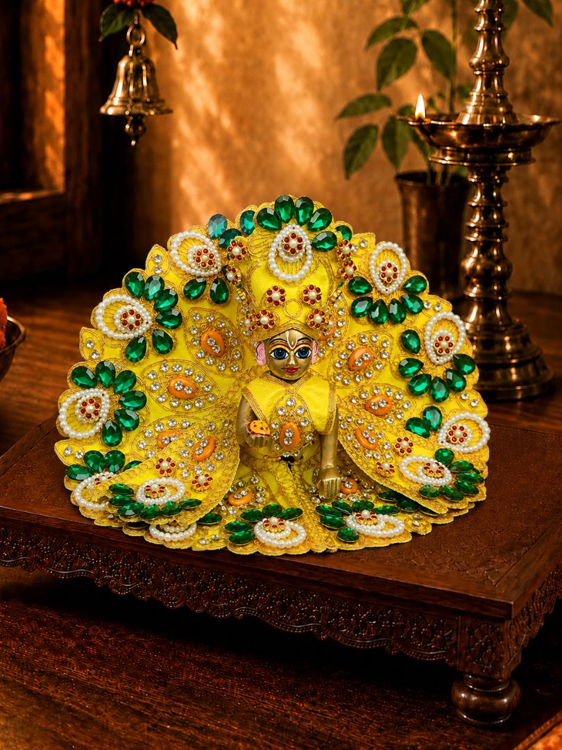 Ratnarchi 4 Pc Yellow Fancy Poshak for Laddu Gopal Ji