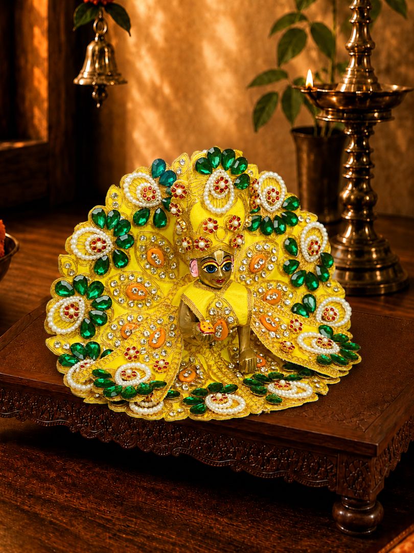 Ratnarchi 4 Pc Yellow Fancy Poshak for Laddu Gopal Ji
