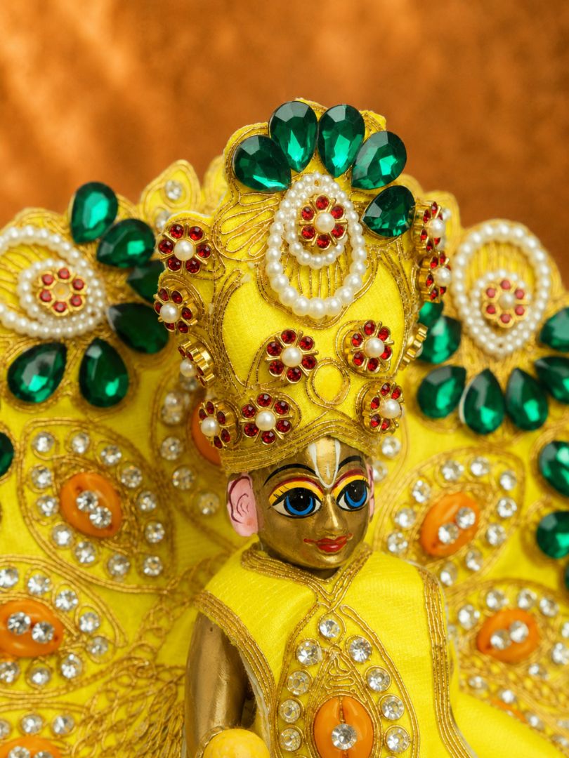 Ratnarchi 4 Pc Yellow Fancy Poshak for Laddu Gopal Ji