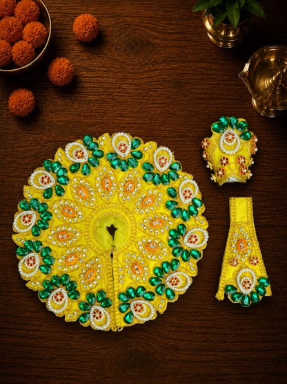Ratnarchi 4 Pc Yellow Fancy Poshak for Laddu Gopal Ji