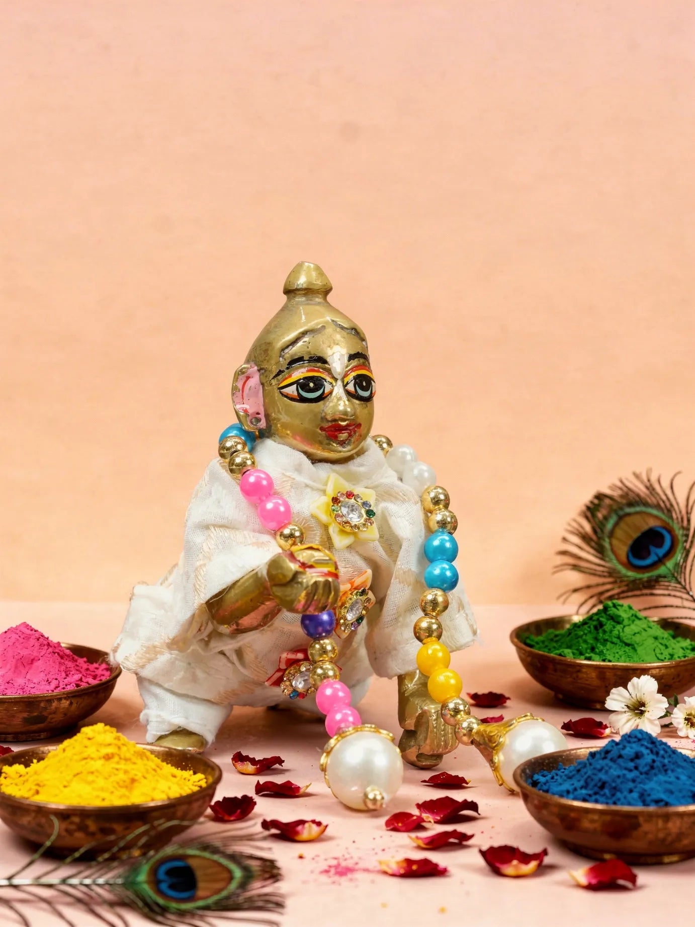 Shwet Rang Holi Kurta Pajama Set For Kanha Ji