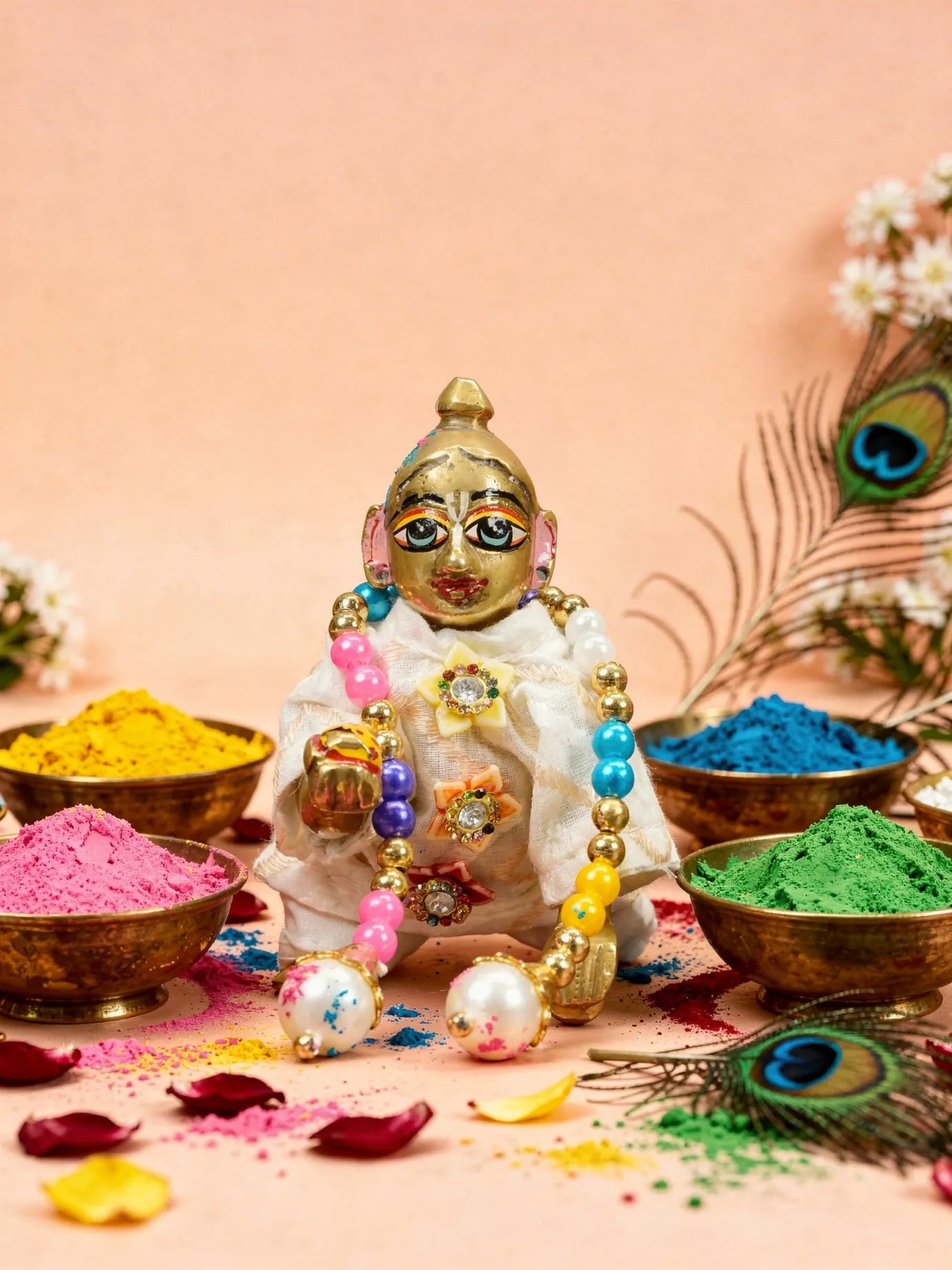 Shwet Rang Holi Kurta Pajama Set For Kanha Ji