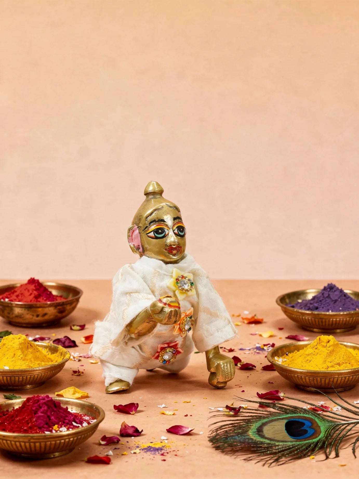 Shwet Rang Holi Kurta Pajama Set For Kanha Ji