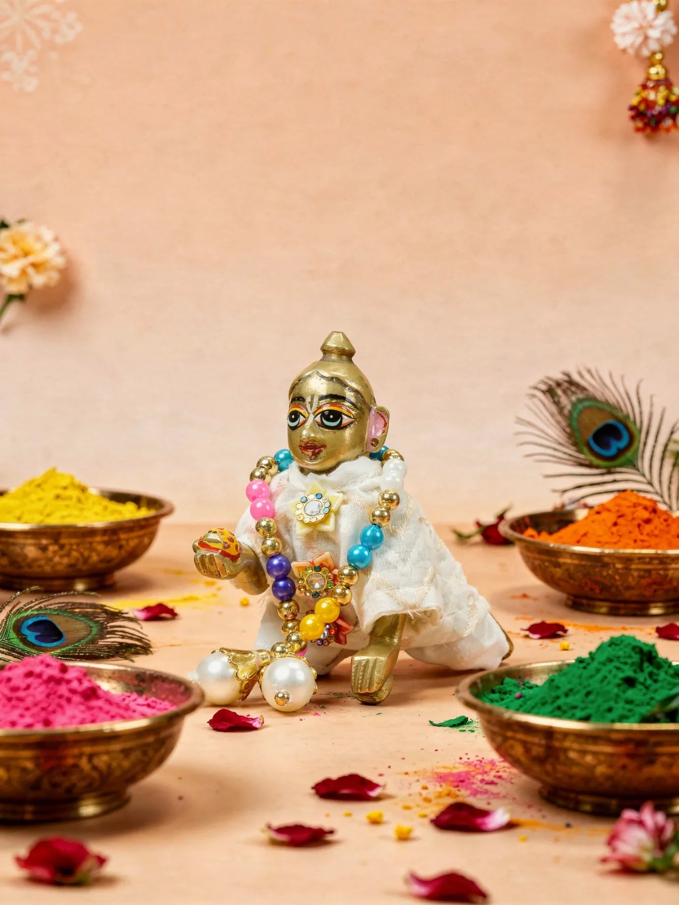 Shwet Rang Holi Kurta Pajama Set For Kanha Ji