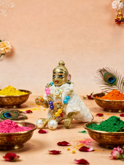 Shwet Rang Holi Kurta Pajama Set For Kanha Ji