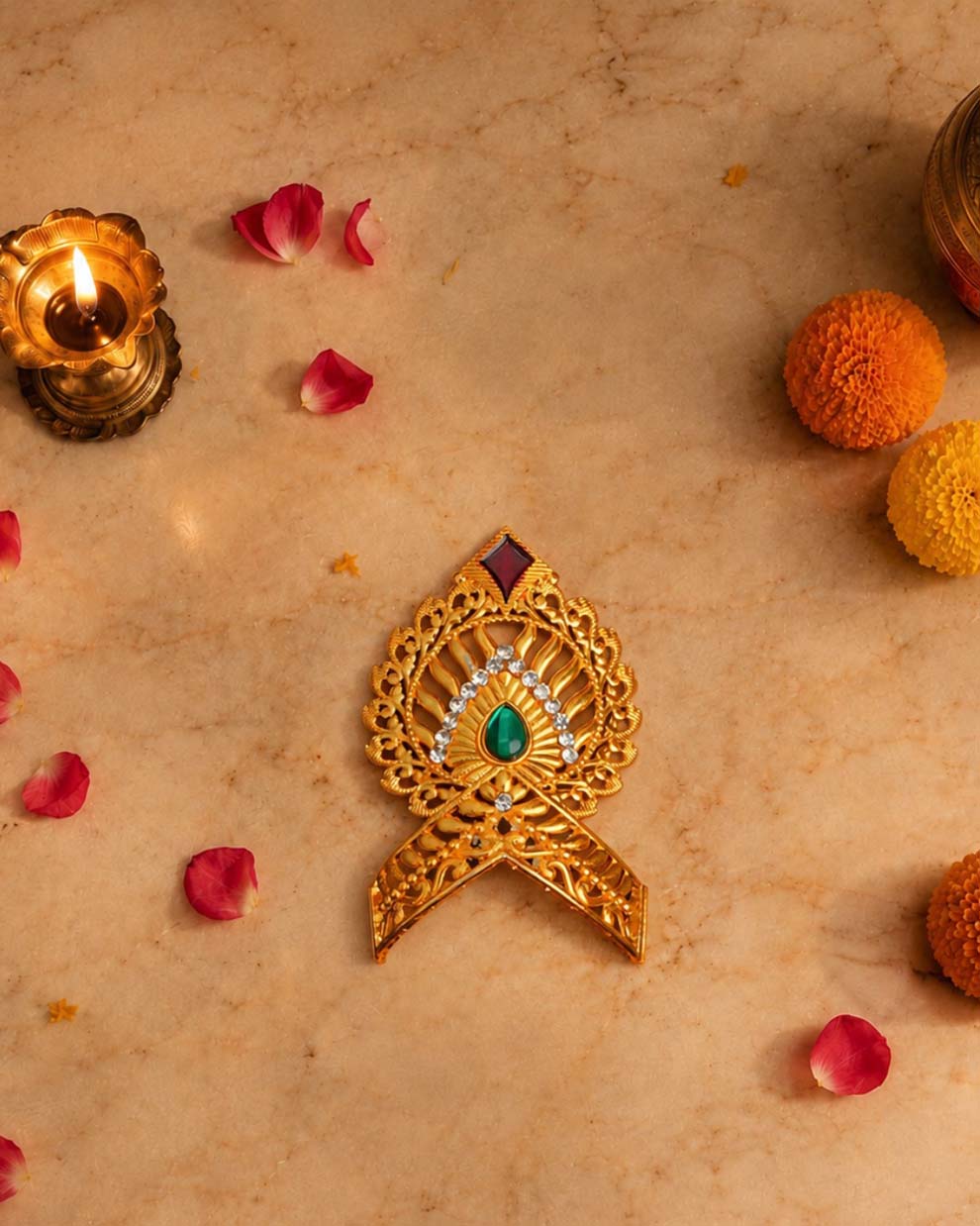 Rajarchit Metallic Mukut for Laddu Gopal Ji