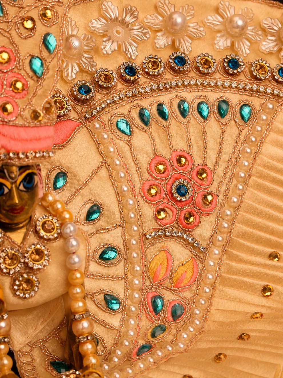 Chhayika Beige Fancy 4 Pc Poshak for Laddu Gopal Ji