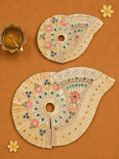 Chhayika Beige Fancy 4 Pc Poshak for Laddu Gopal Ji