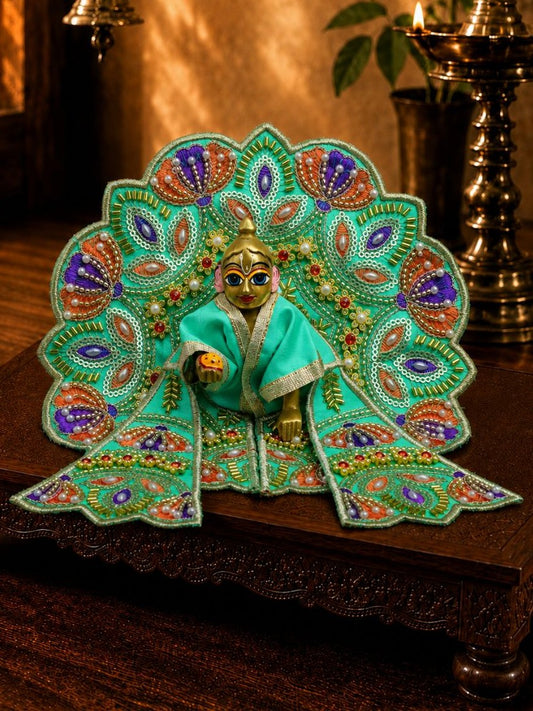 Kusumvalli Green Fancy Poshak with Patka For Thakurji