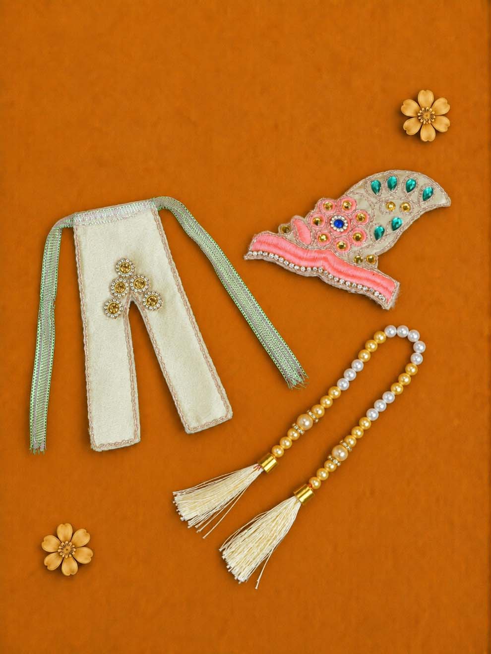 Chhayika Beige Fancy 4 Pc Poshak for Laddu Gopal Ji — product image 6