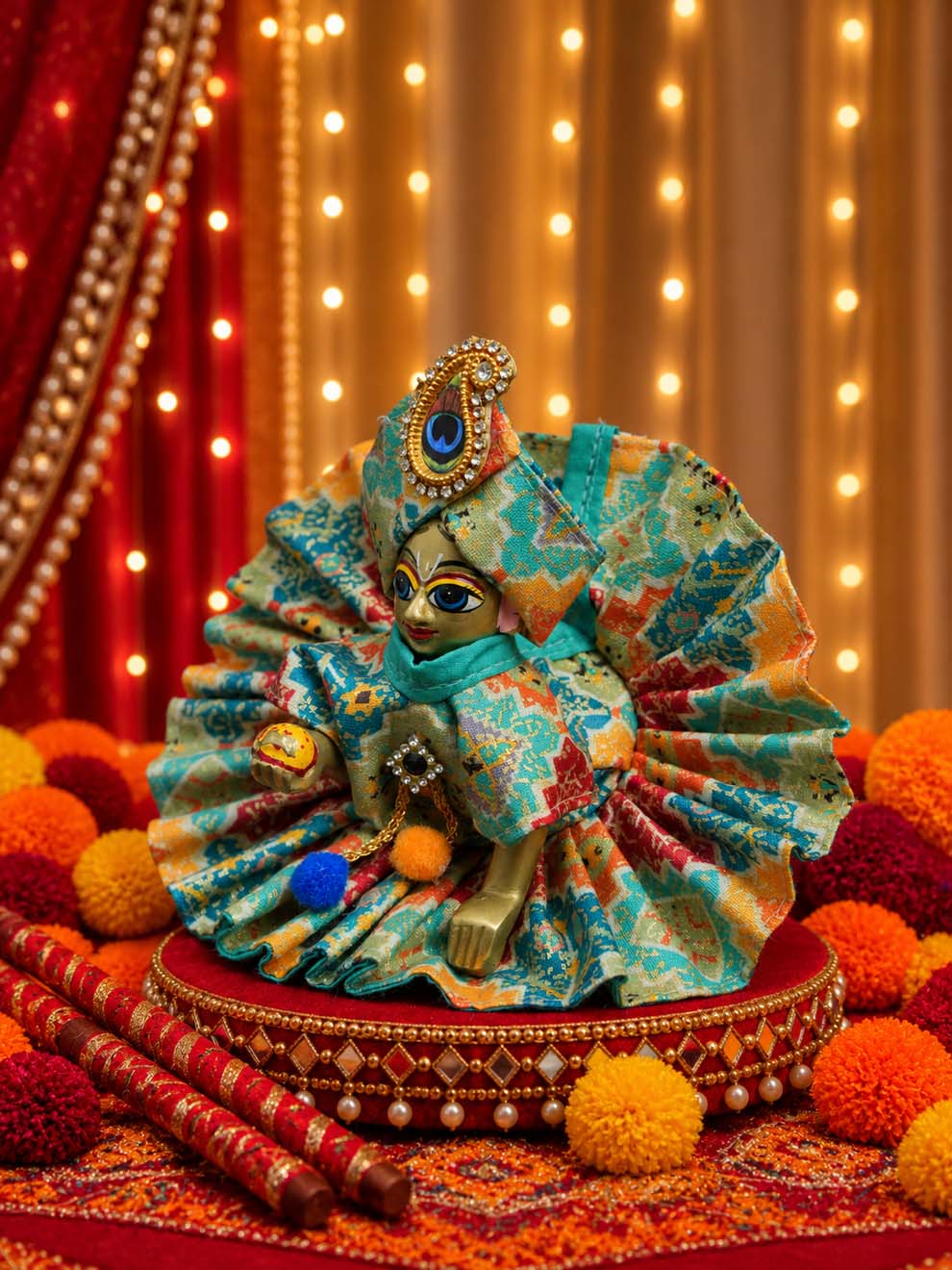 best navratri Mathura wholesale manufacturer Laddu Gopal Dresses Online in India Winter Dress for Poshak Thakurji Kanha Ji Accessories Dhoti Kurta Set Pajama Aasan Janmashtami Special Summer Shringar Fancy Jacket Premium Festival Bistar Combo om poshak kanha thakurji bal lala lalla ladoo