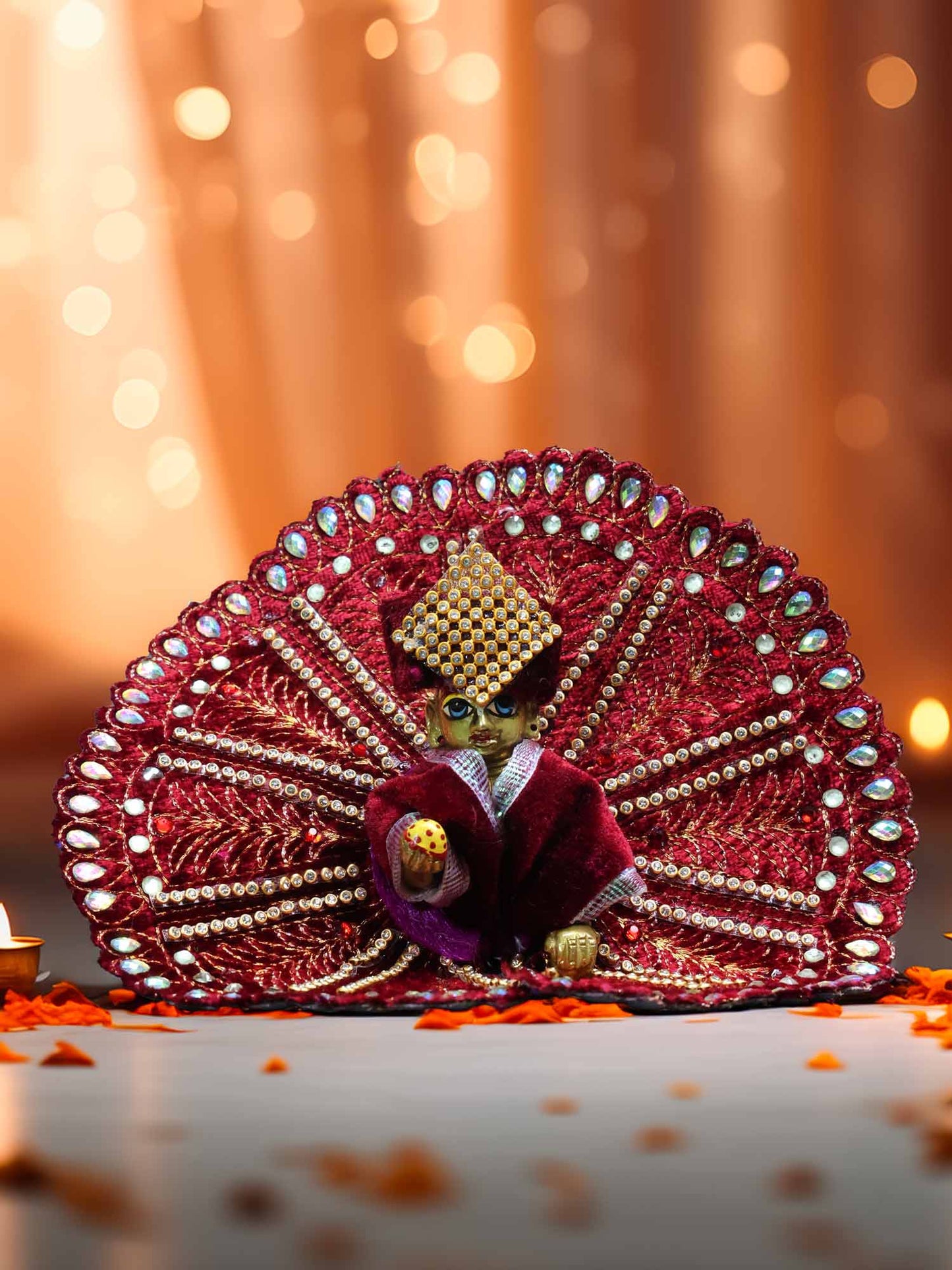 Anandotsav mahroon dresses laddu gopal thakurji kanha ji bal om poshak  for mathura online best Janmashtami dress