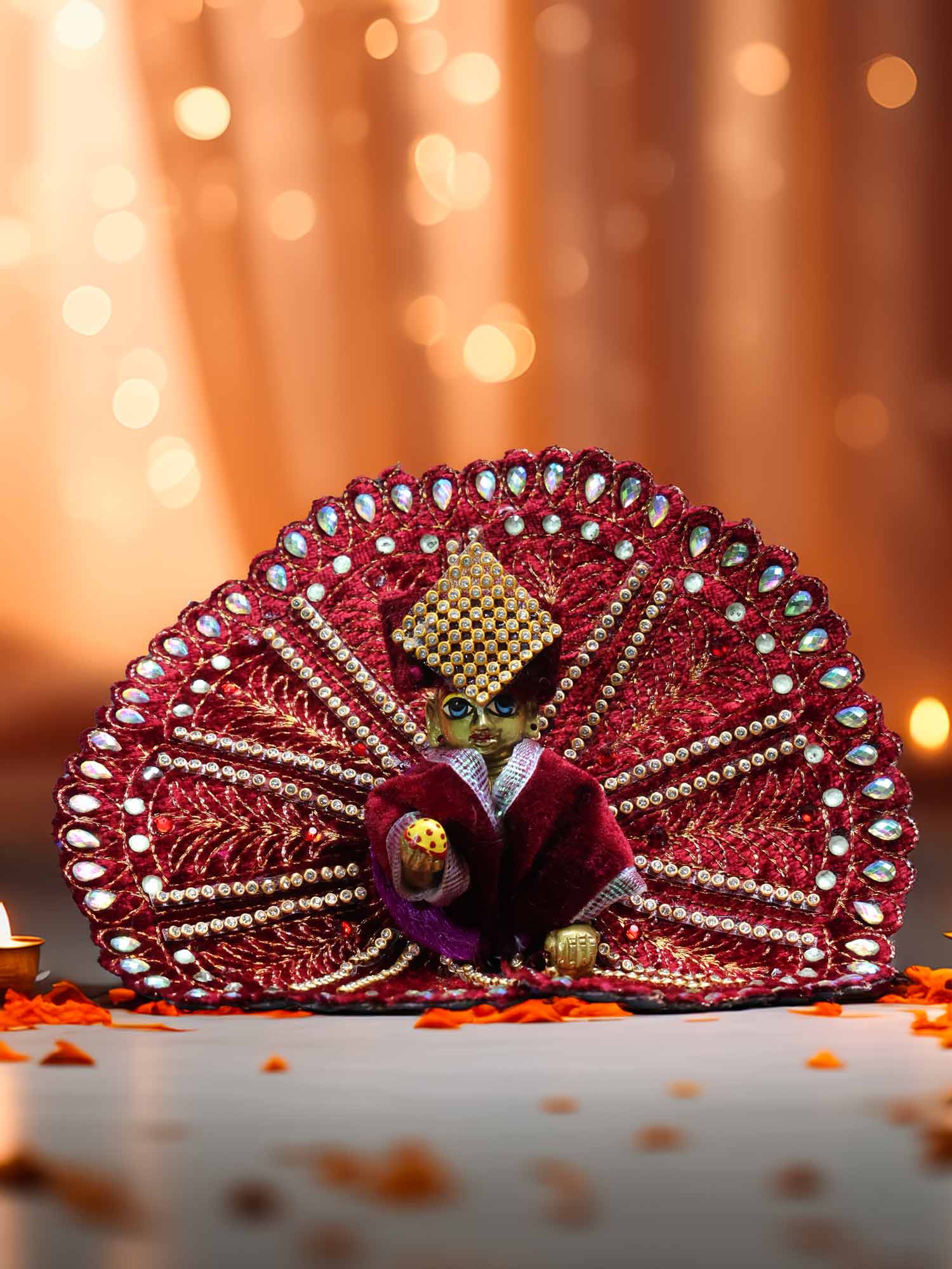 Anandotsav mahroon dresses laddu gopal thakurji kanha ji bal om poshak  for mathura online best Janmashtami dress