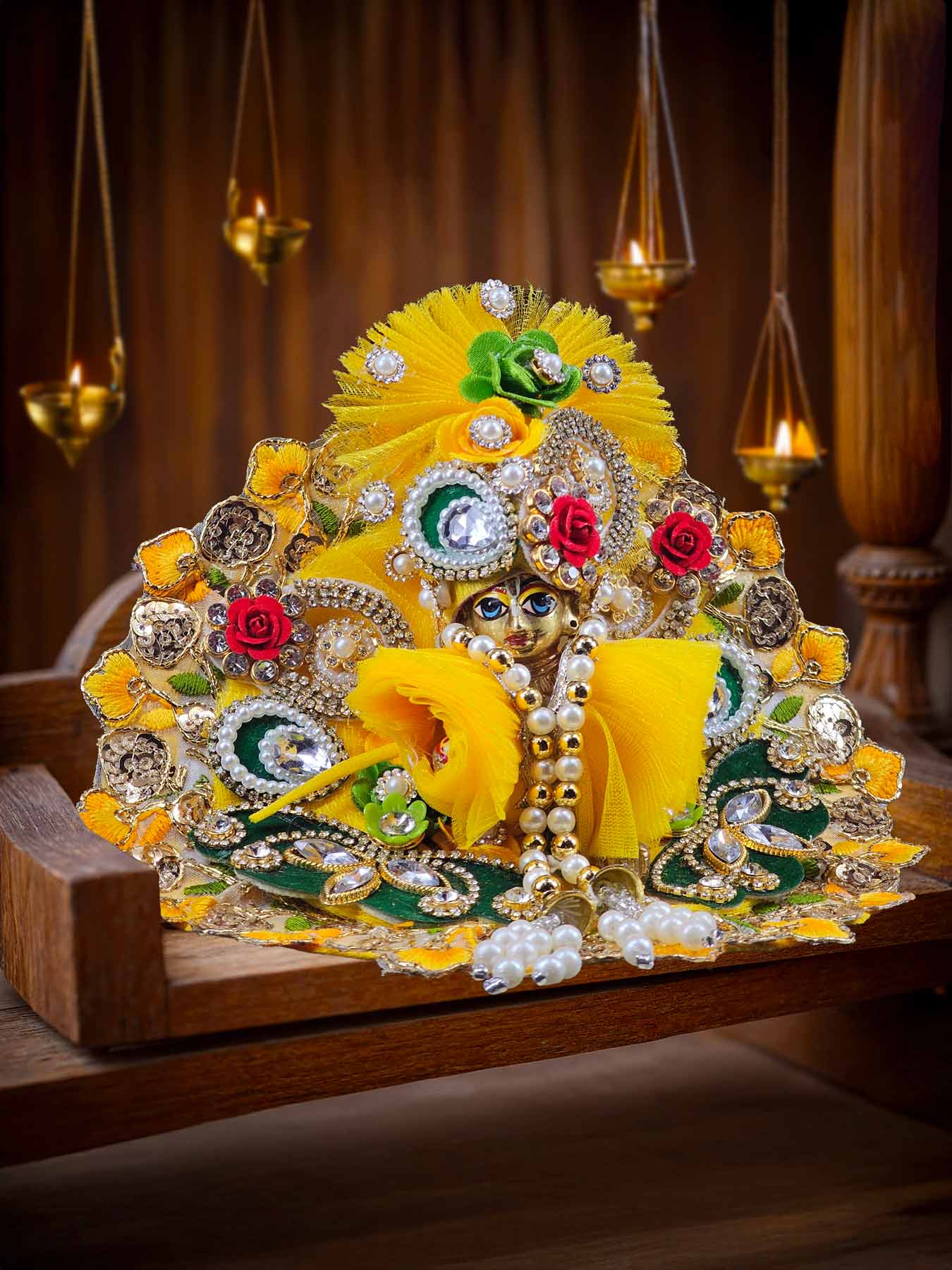 Basant Phoolwari Heavy dress laddu gopal thakurji kanha ji bal om poshak mathura online best