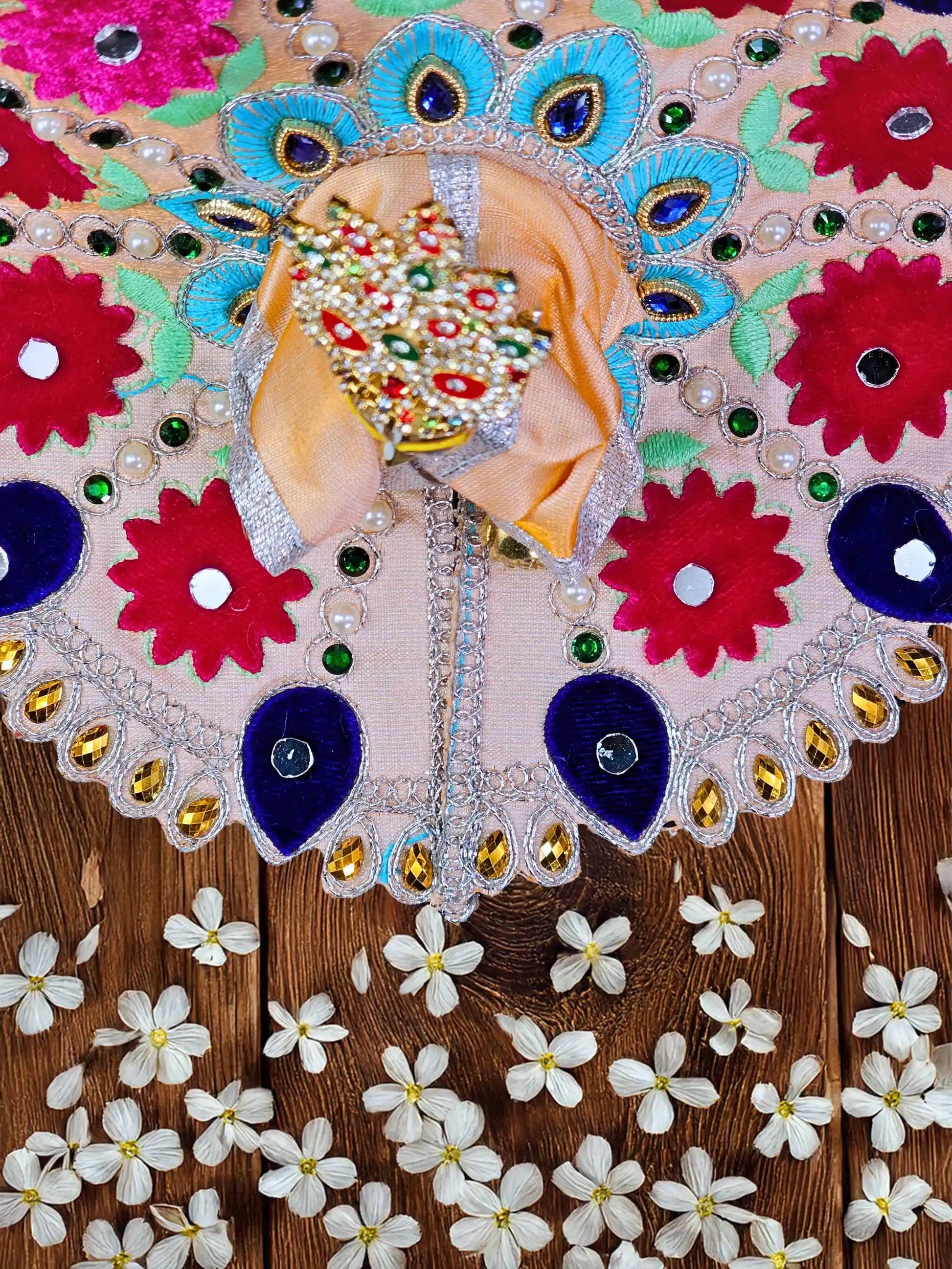Blossom Royale beige laddu gopal bal thakur ji kanha poshak dress om poshak