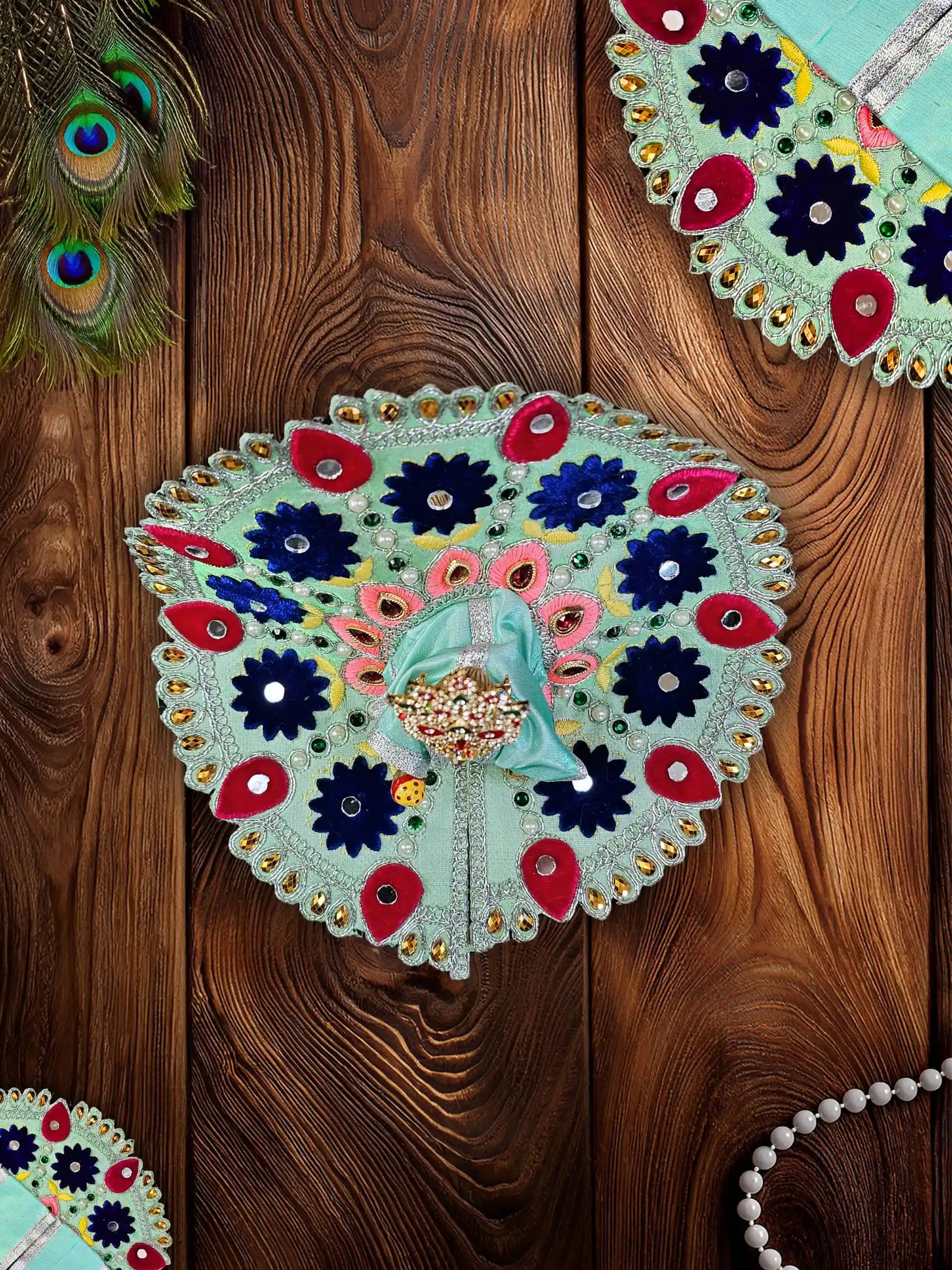 Blossom Royale green laddu gopal bal thakur ji kanha poshak dress om poshak