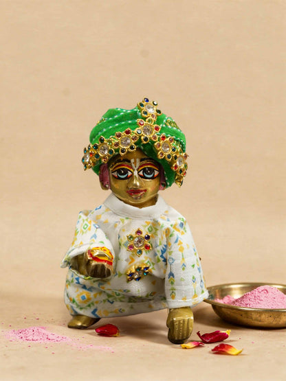 Braj Style Pagdi Shringar green Diwali Janmashtami dress ladoo dresses laddu gopal dress thakurji kanha ji bal om poshak mathura online best mandir wholesaler manufacturer