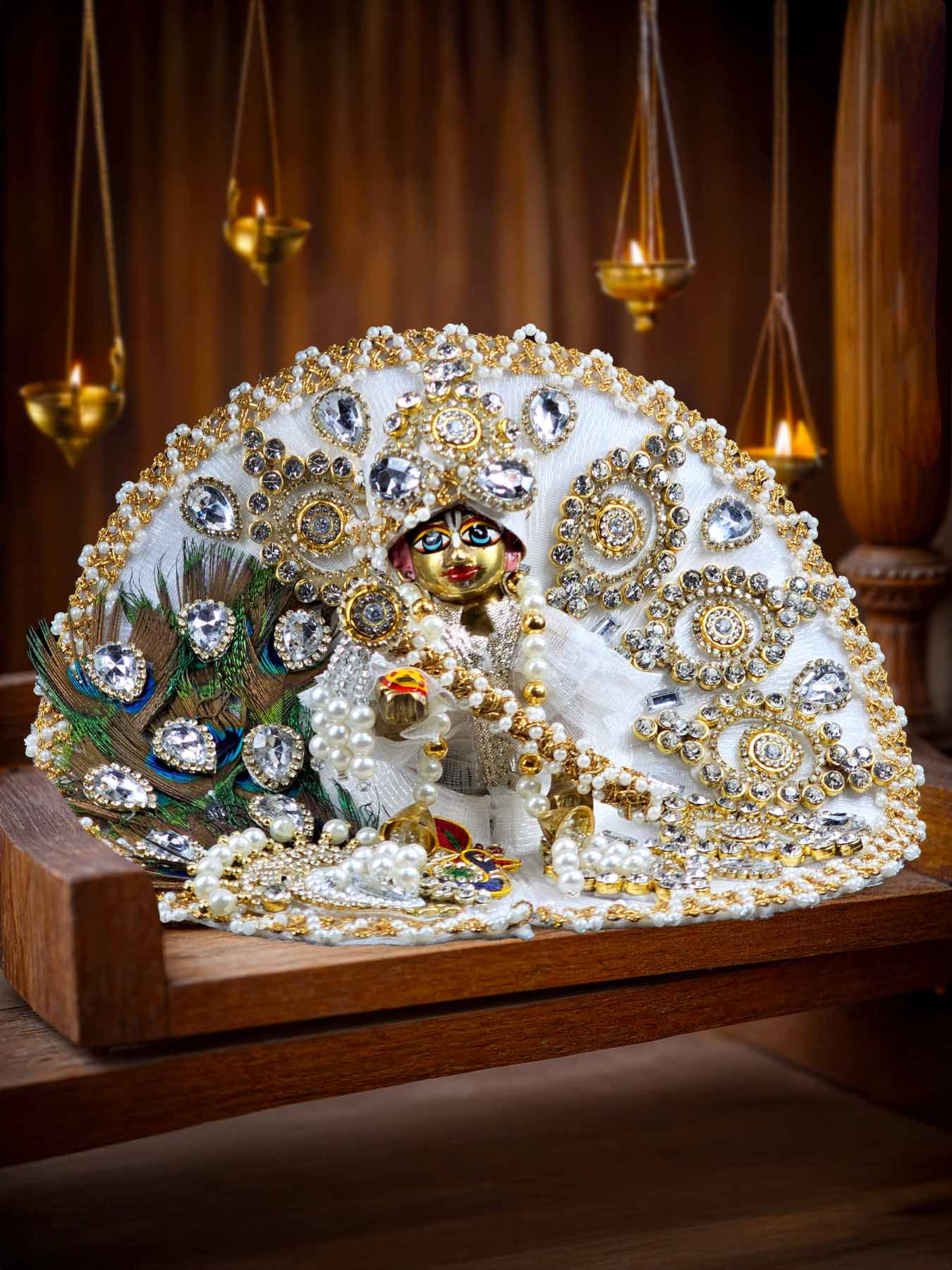 Peacock Style Laddu Gopal Poshak – Vibrant Dress Inspired by Mor Pankh Elegance