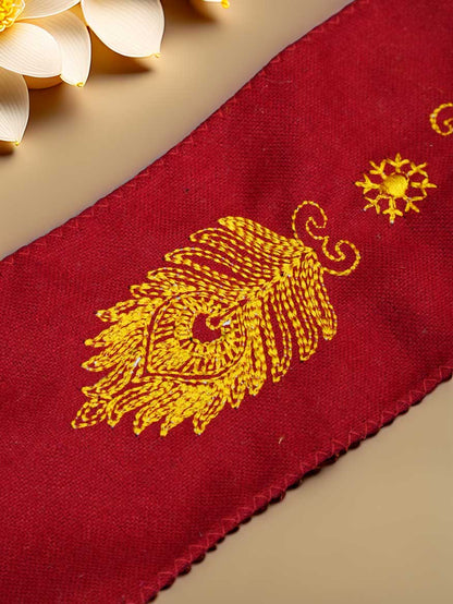 Braj Regal Red Embroidered Shawl for Kanha Ji
