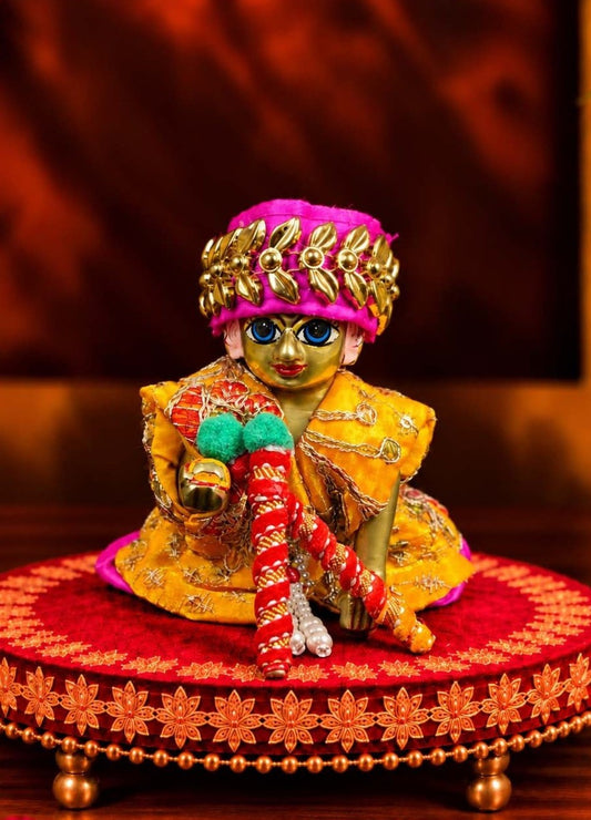 Navo Garba Shakti Yellow Jacket Dress For Laddu Gopal