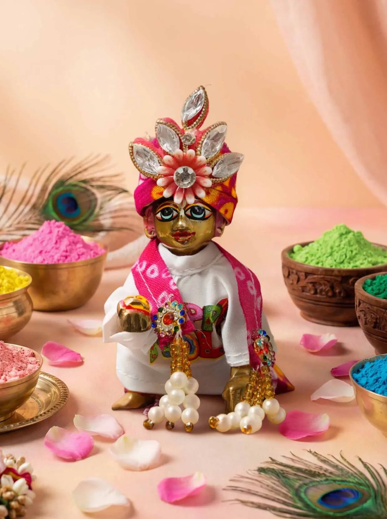 Happy Holi mukut special kurta pajama Janmashtami dress ladoo dresses laddu gopal dress thakurji kanha ji bal om poshak mathura online best mandir wholesaler manufacturer