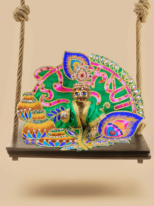 Hare krishna green bal laddu gopal thakur ji kanha poshak dress