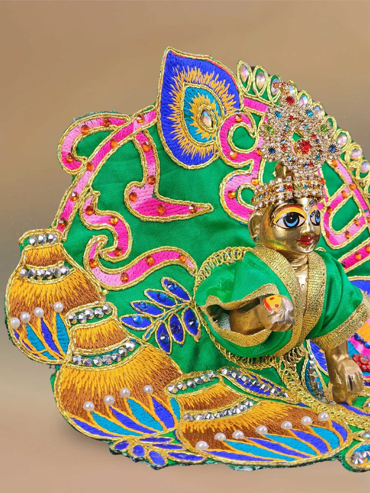 Hare krishna green bal laddu gopal thakur ji kanha poshak dress