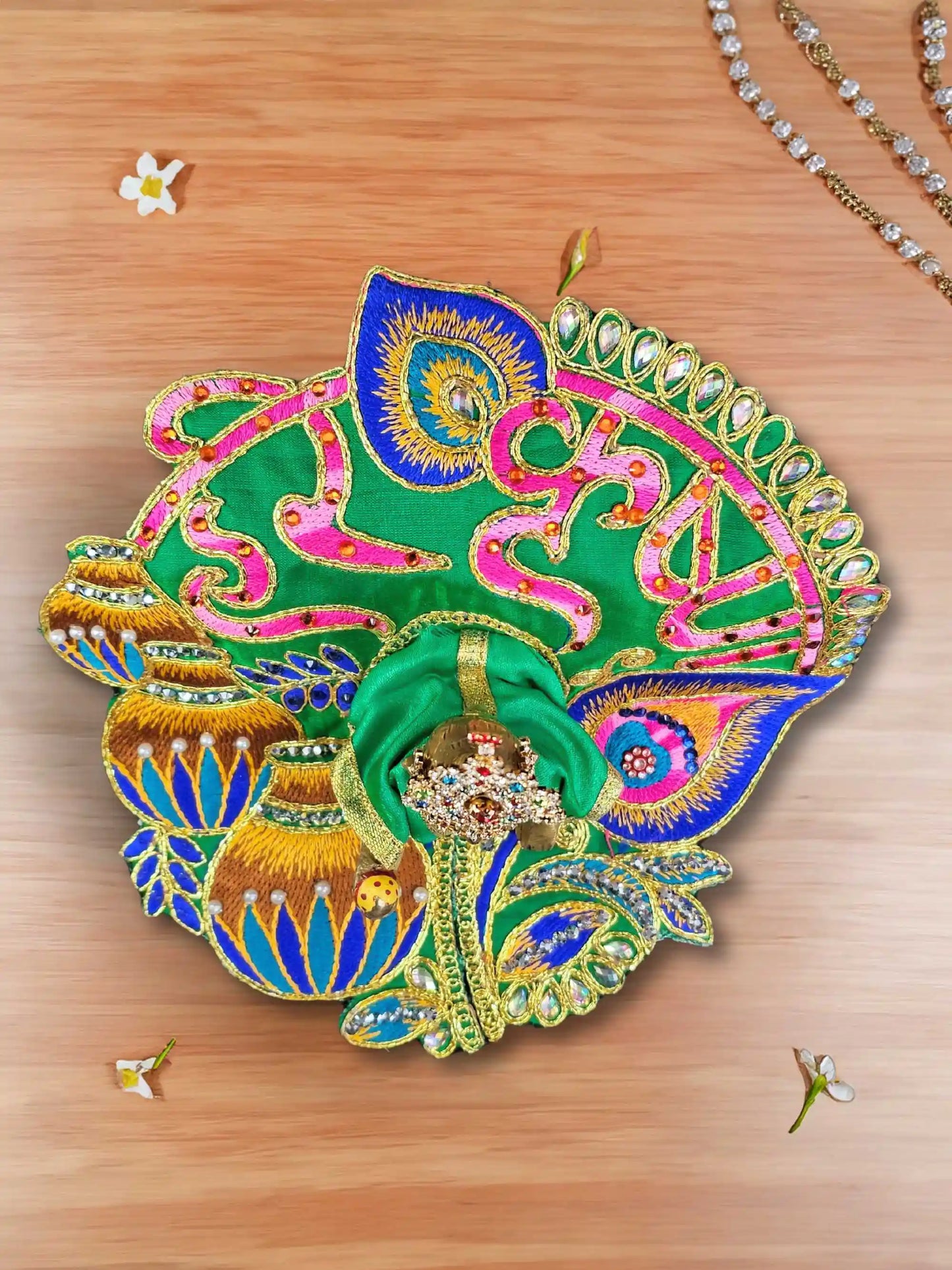 Hare krishna green bal laddu gopal thakur ji kanha poshak dress