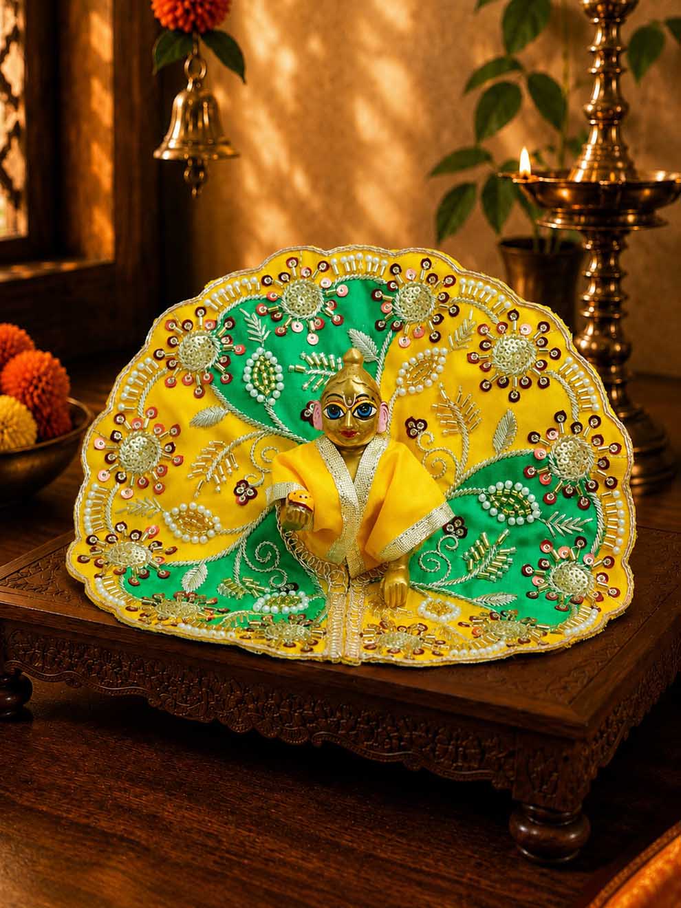 Kiranjali Fancy yg Laddu Gopal Dresses Online in India Winter Dress for Poshak Thakurji Kanha Ji Accessories Dhoti Kurta Set Pajama Aasan Janmashtami Special Summer Shringar Fancy Jacket Premium Festival Bistar Combo om poshak kanha thakurji bal lala lalla ladoo