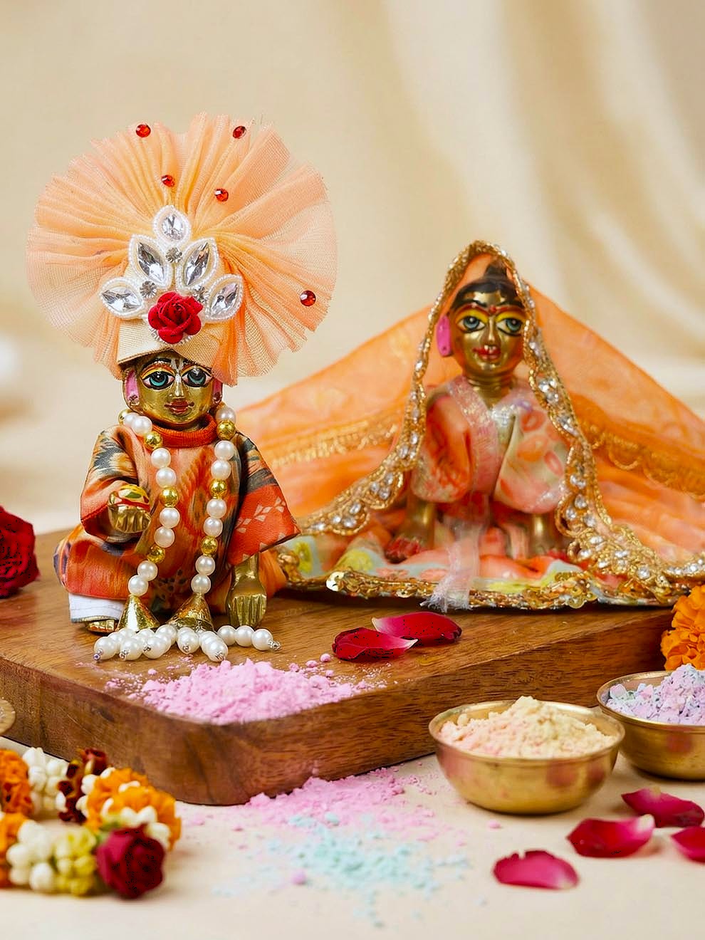 Laddu gopal radha rani phoolon ki holi braj Janmashtami dress ladoo dresses laddu gopal dress thakurji kanha ji bal om poshak mathura online best mandir wholesaler manufacturer