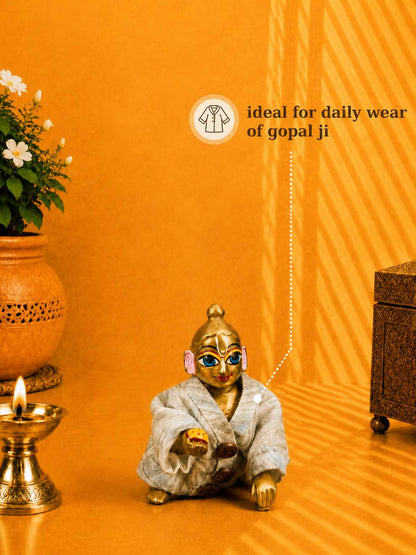 Linen CO-ord set Laddu Gopal Dresses Online in India Winter Dress for Poshak Thakurji Kanha Ji Accessories Dhoti Kurta Set Pajama Aasan Janmashtami Special Summer Shringar Fancy Jacket Premium Festival Bistar Combo om poshak kanha thakurji bal lala lalla ladoo