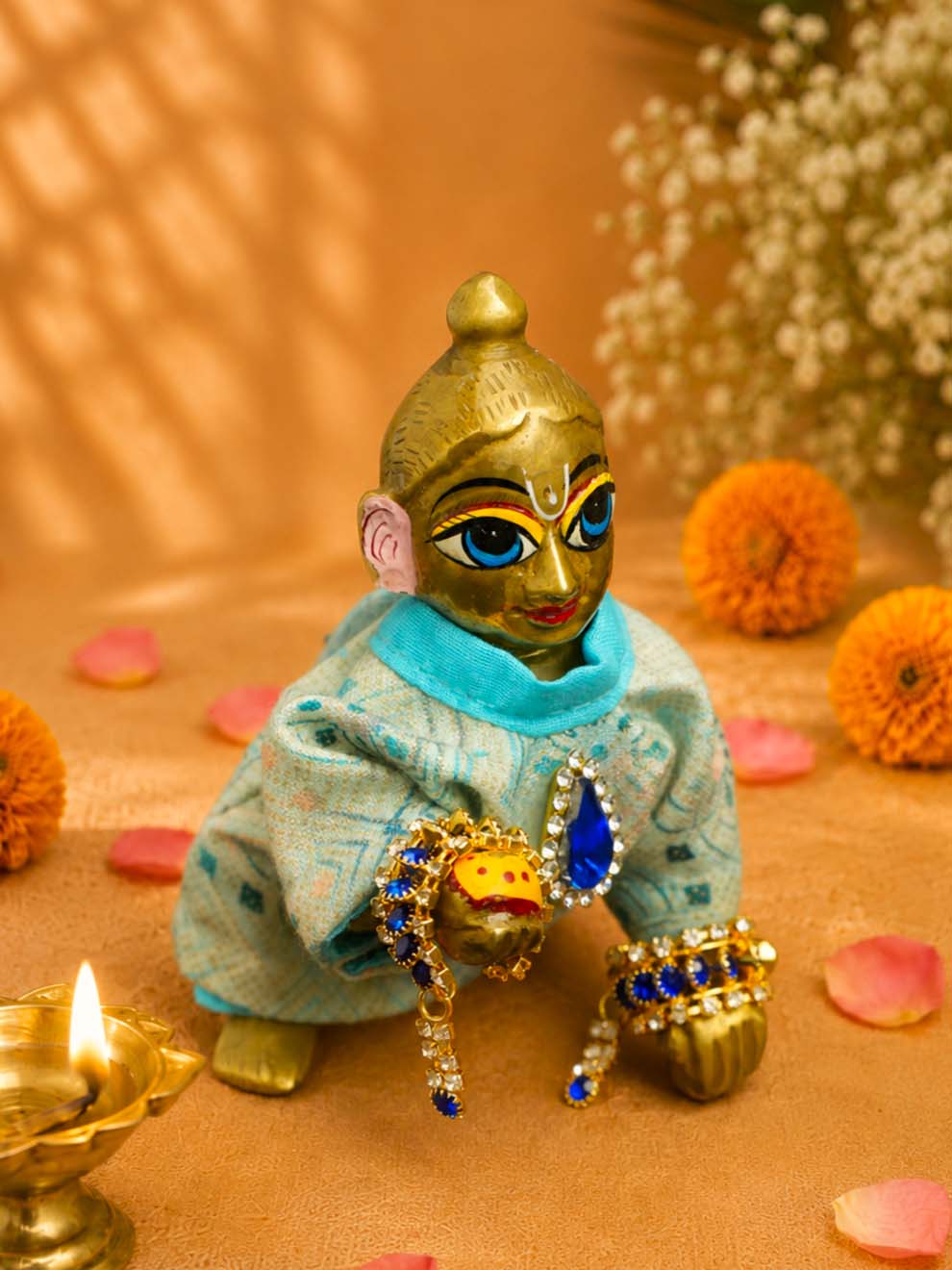 Manibandh Kangan b Laddu Gopal Dresses Online in India Winter Dress for Poshak Thakurji Kanha Ji Accessories Dhoti Kurta Set Pajama Aasan Janmashtami Special Summer Shringar Fancy Jacket Premium Festival Bistar Combo om poshak kanha thakurji bal lala lalla ladoo