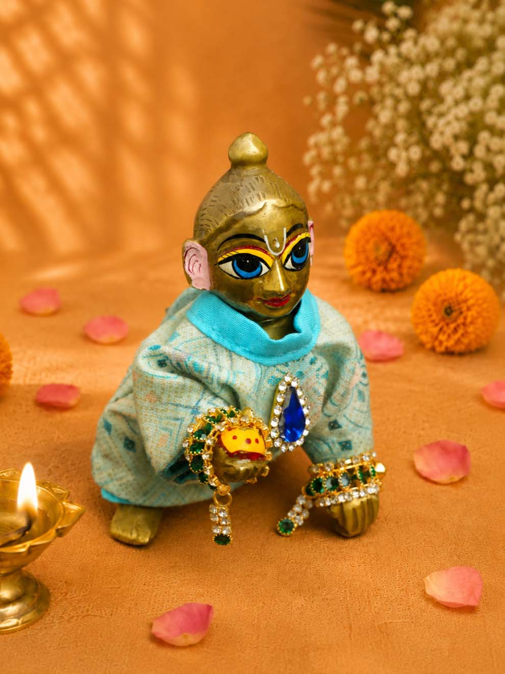 Manibandh Kangan g Laddu Gopal Dresses Online in India Winter Dress for Poshak Thakurji Kanha Ji Accessories Dhoti Kurta Set Pajama Aasan Janmashtami Special Summer Shringar Fancy Jacket Premium Festival Bistar Combo om poshak kanha thakurji bal lala lalla ladoo