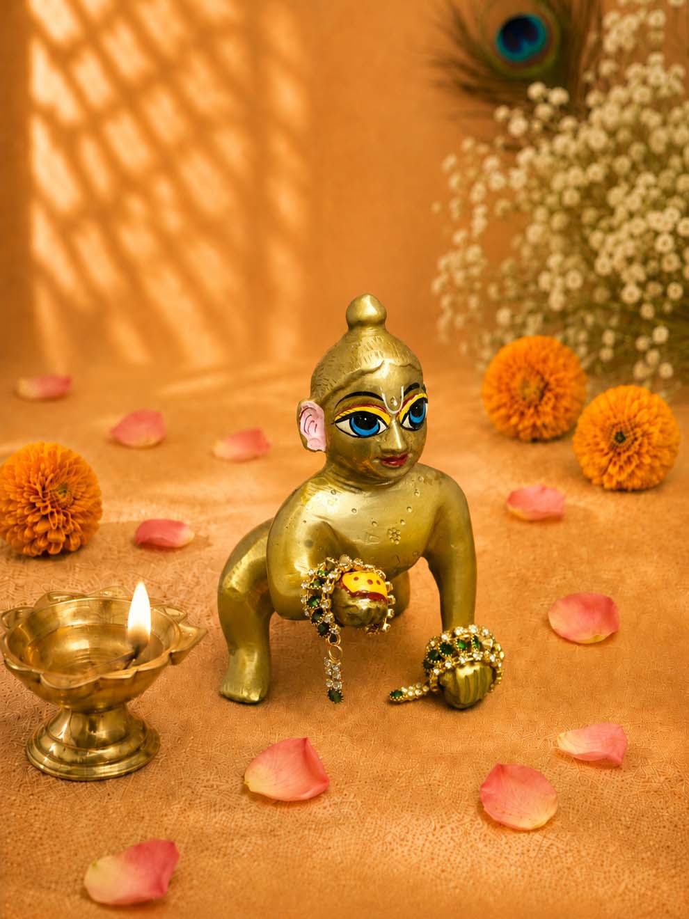 Manibandh Kangan g Laddu Gopal Dresses Online in India Winter Dress for Poshak Thakurji Kanha Ji Accessories Dhoti Kurta Set Pajama Aasan Janmashtami Special Summer Shringar Fancy Jacket Premium Festival Bistar Combo om poshak kanha thakurji bal lala lalla ladoo