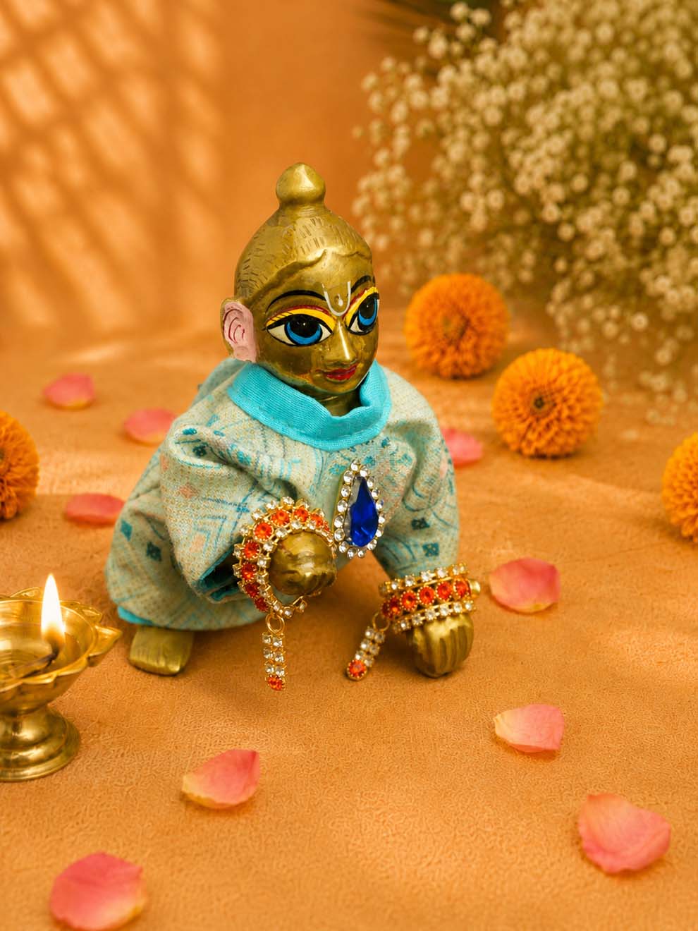 Manibandh Kangan o Laddu Gopal Dresses Online in India Winter Dress for Poshak Thakurji Kanha Ji Accessories Dhoti Kurta Set Pajama Aasan Janmashtami Special Summer Shringar Fancy Jacket Premium Festival Bistar Combo om poshak kanha thakurji bal lala lalla ladoo