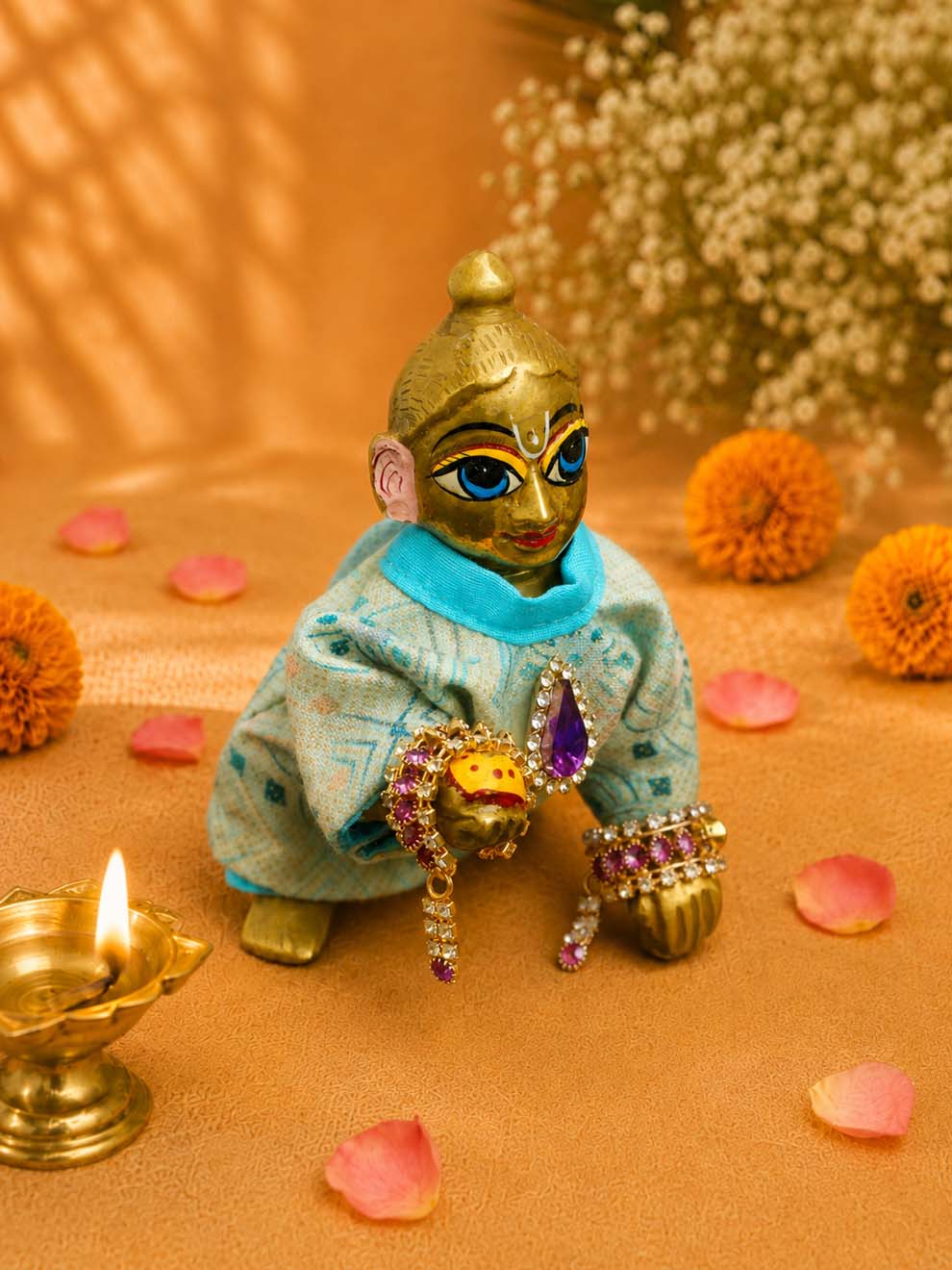Manibandh Kangan p Laddu Gopal Dresses Online in India Winter Dress for Poshak Thakurji Kanha Ji Accessories Dhoti Kurta Set Pajama Aasan Janmashtami Special Summer Shringar Fancy Jacket Premium Festival Bistar Combo om poshak kanha thakurji bal lala lalla ladoo