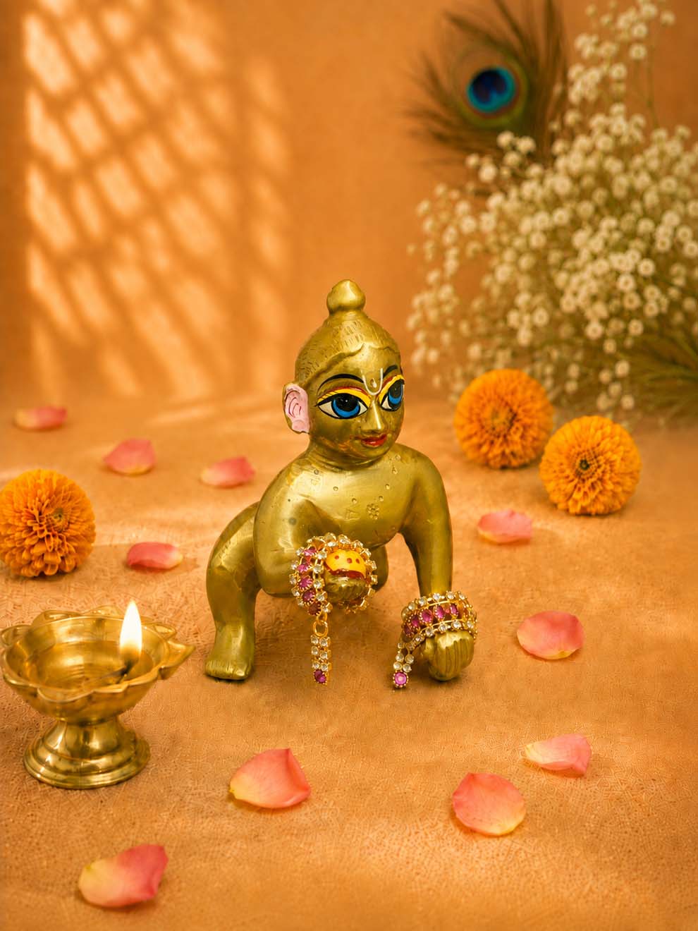 Manibandh Kangan p Laddu Gopal Dresses Online in India Winter Dress for Poshak Thakurji Kanha Ji Accessories Dhoti Kurta Set Pajama Aasan Janmashtami Special Summer Shringar Fancy Jacket Premium Festival Bistar Combo om poshak kanha thakurji bal lala lalla ladoo