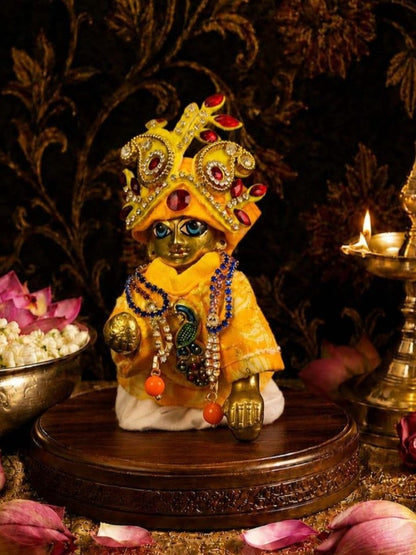 Morraas Laddu Gopal Dresses Online in India Winter Dress for Poshak Thakurji Kanha Ji Accessories Dhoti Kurta Set Pajama Aasan Janmashtami Special Summer Shringar Fancy Jacket Premium Festival Bistar Combo om poshak kanha thakurji bal lala lalla ladoo