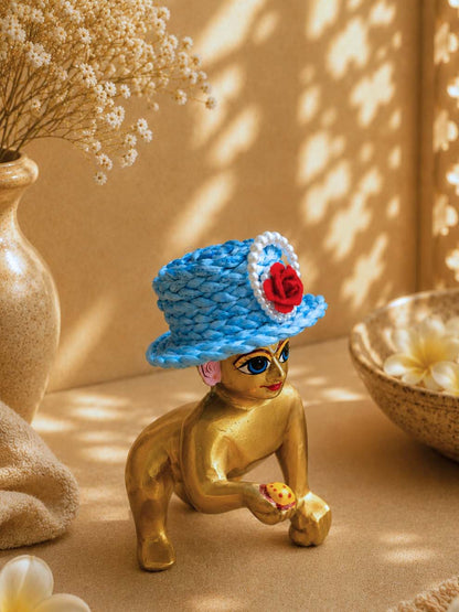 Mukutika cap b Laddu Gopal Dresses Online in India Winter Dress for Poshak Thakurji Kanha Ji Accessories Dhoti Kurta Set Pajama Aasan Janmashtami Special Summer Shringar Fancy Jacket Premium Festival Bistar Combo om poshak kanha thakurji bal lala lalla ladoo