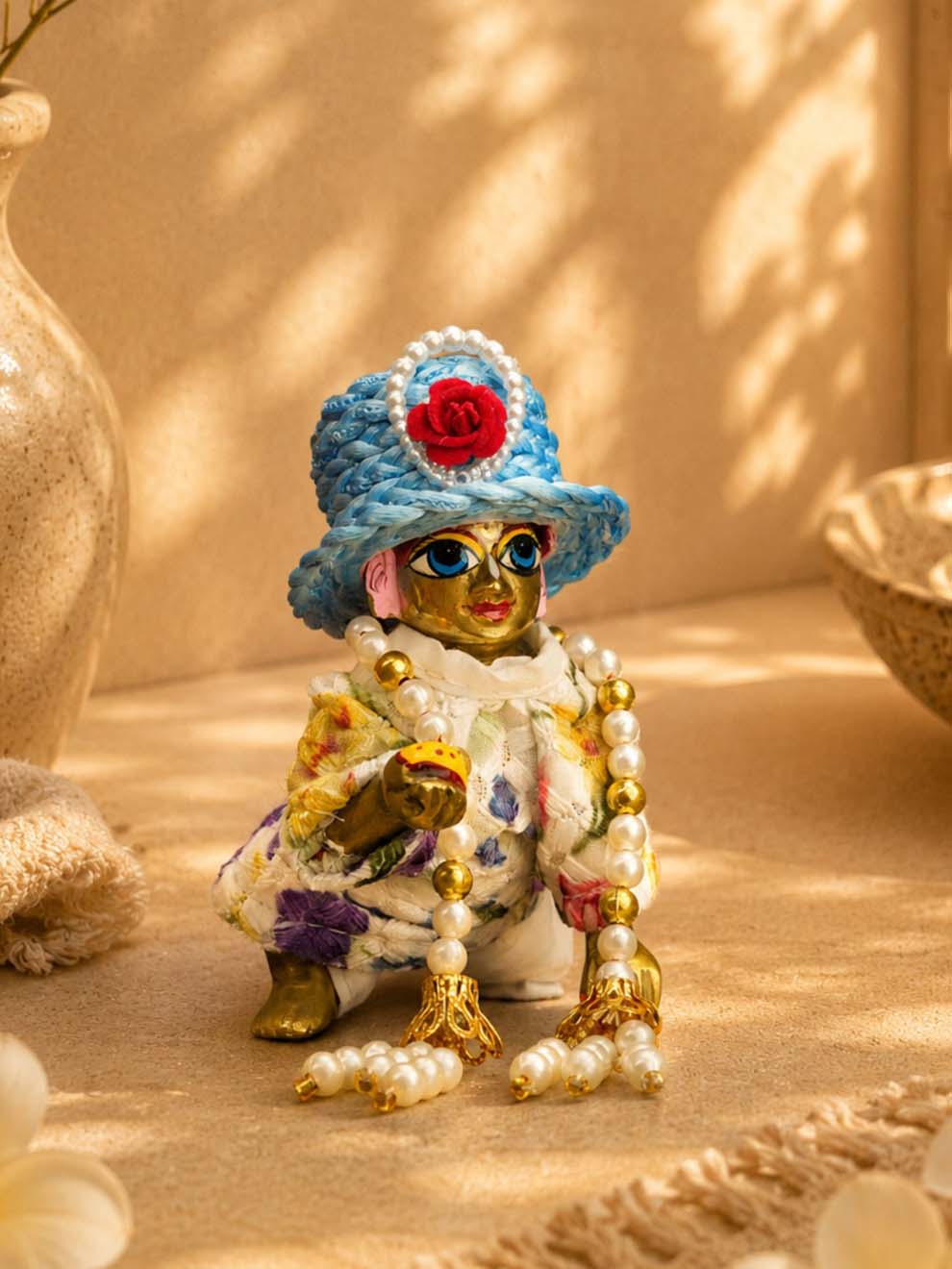 Mukutika cap b Laddu Gopal Dresses Online in India Winter Dress for Poshak Thakurji Kanha Ji Accessories Dhoti Kurta Set Pajama Aasan Janmashtami Special Summer Shringar Fancy Jacket Premium Festival Bistar Combo om poshak kanha thakurji bal lala lalla ladoo